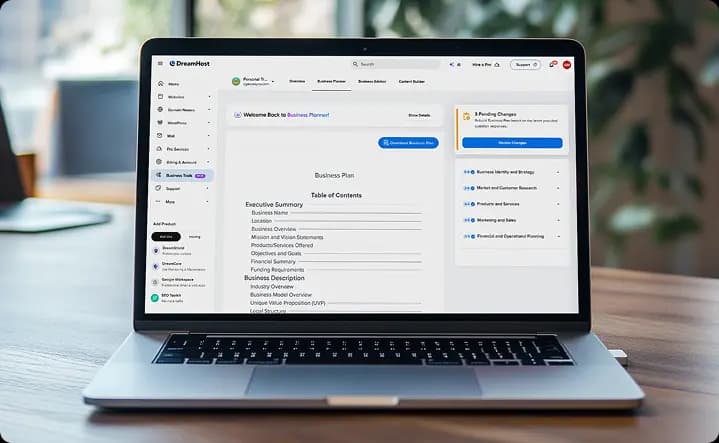 Laptop displaying business planner